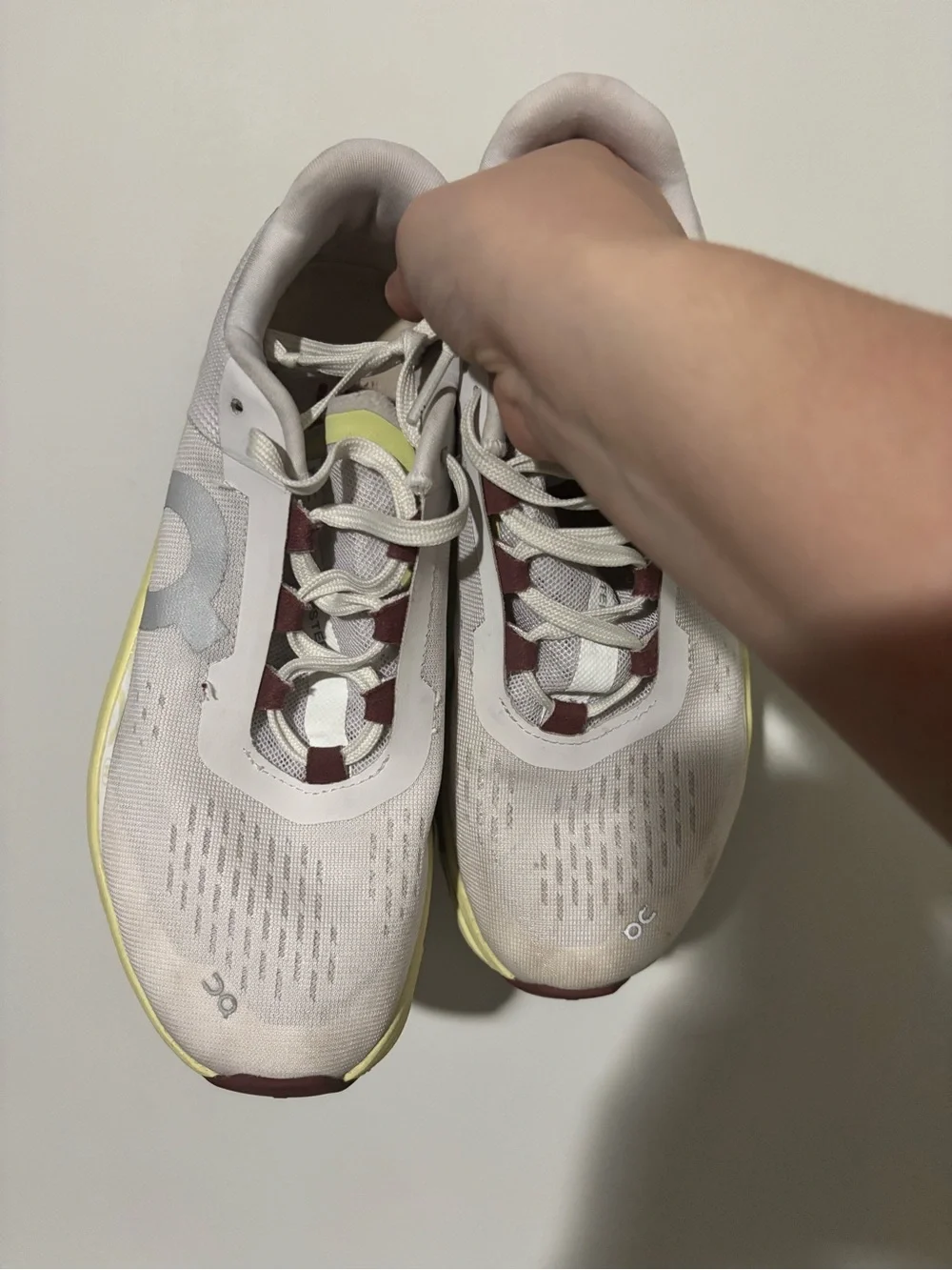 On Running Women's Cloudrunner Sneakers in Pale Yellow and White